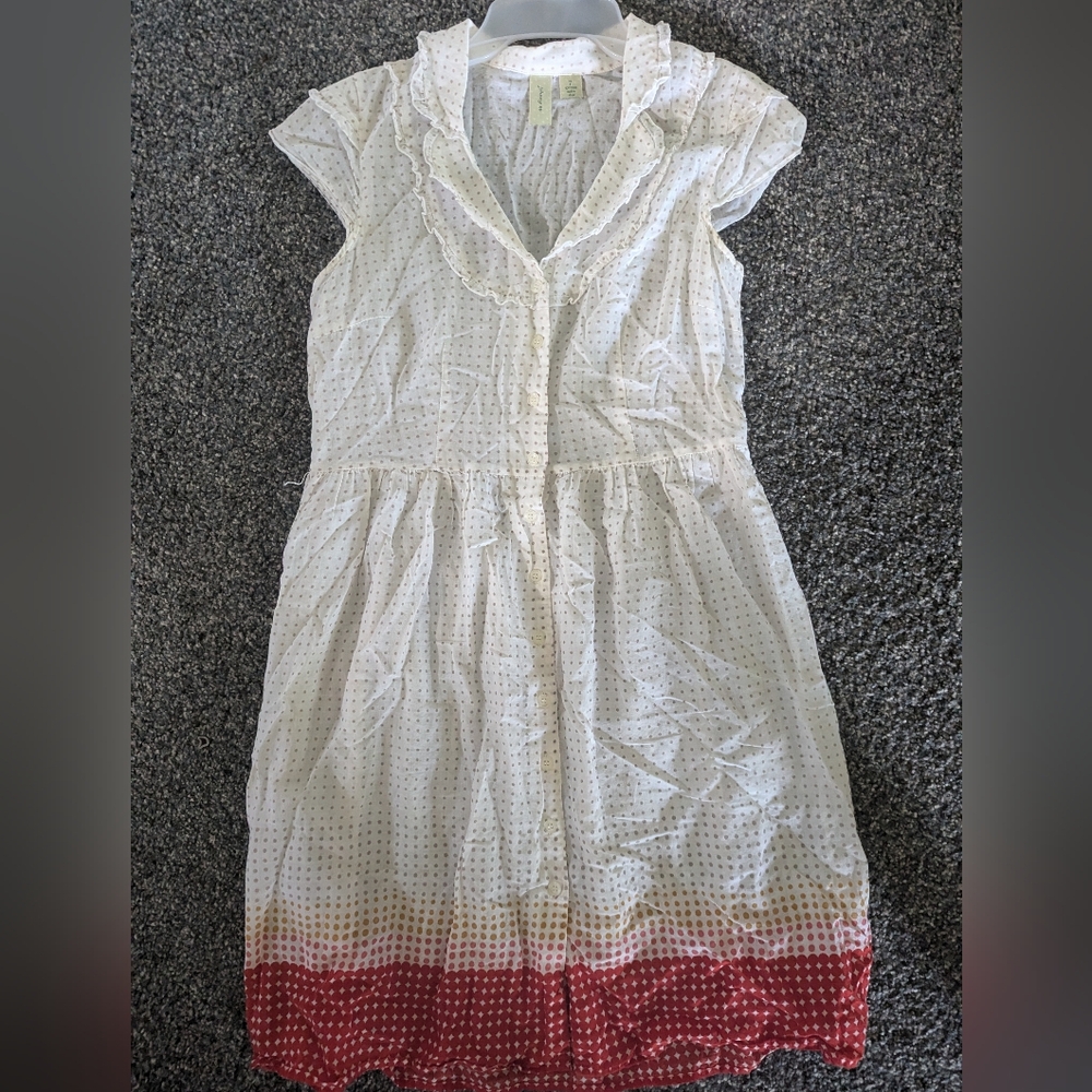 Johnny M White Red Sundress, sheer 100% cotton dress Sz 7 polka dot